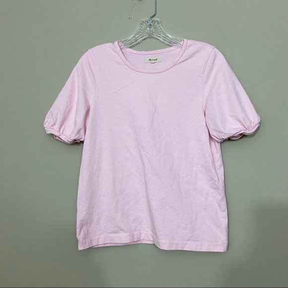 Madewell Sz Sm Pink Puff-Sleeve Tee - Picture 3 of 6